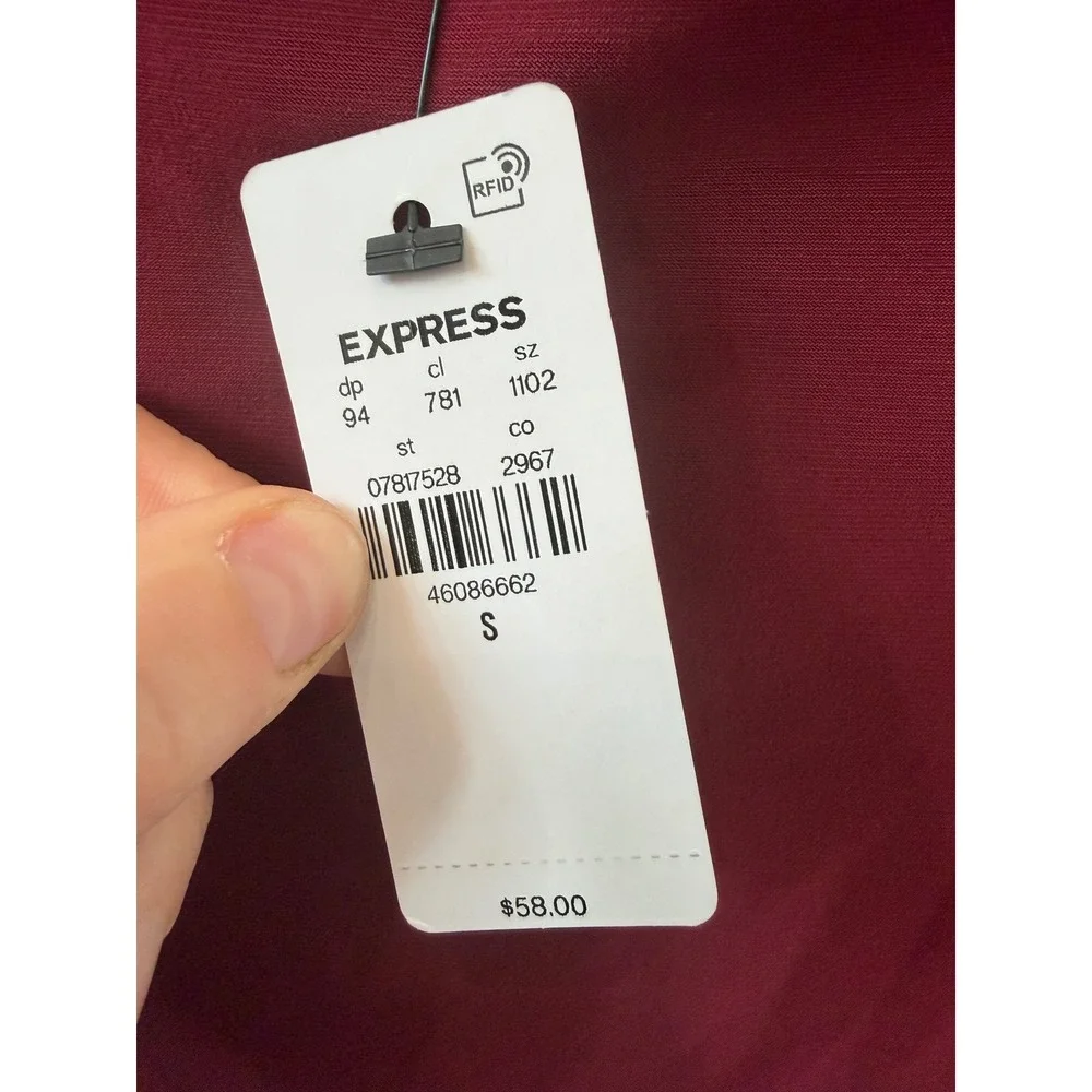Express‎ Womens Burgundy Mock Neck Ruched Bodycon Sleeveless Dress S NEW